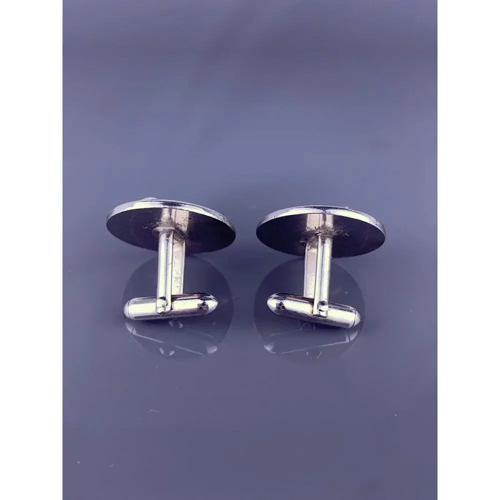 Simple Large Button Silver Tone Cufflinks 1980’s Swoops Swank Vintage